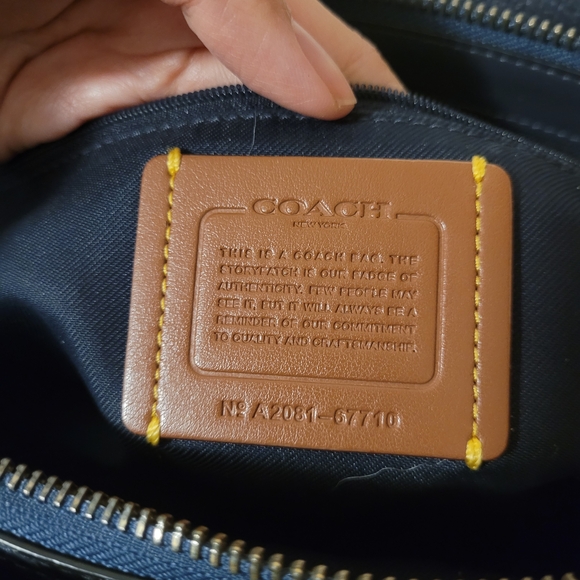Coach Navy Leather Satchel Bag - Picture 2 of 13
